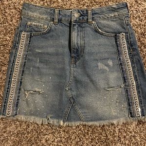 Free People sequin detailed denim skirt